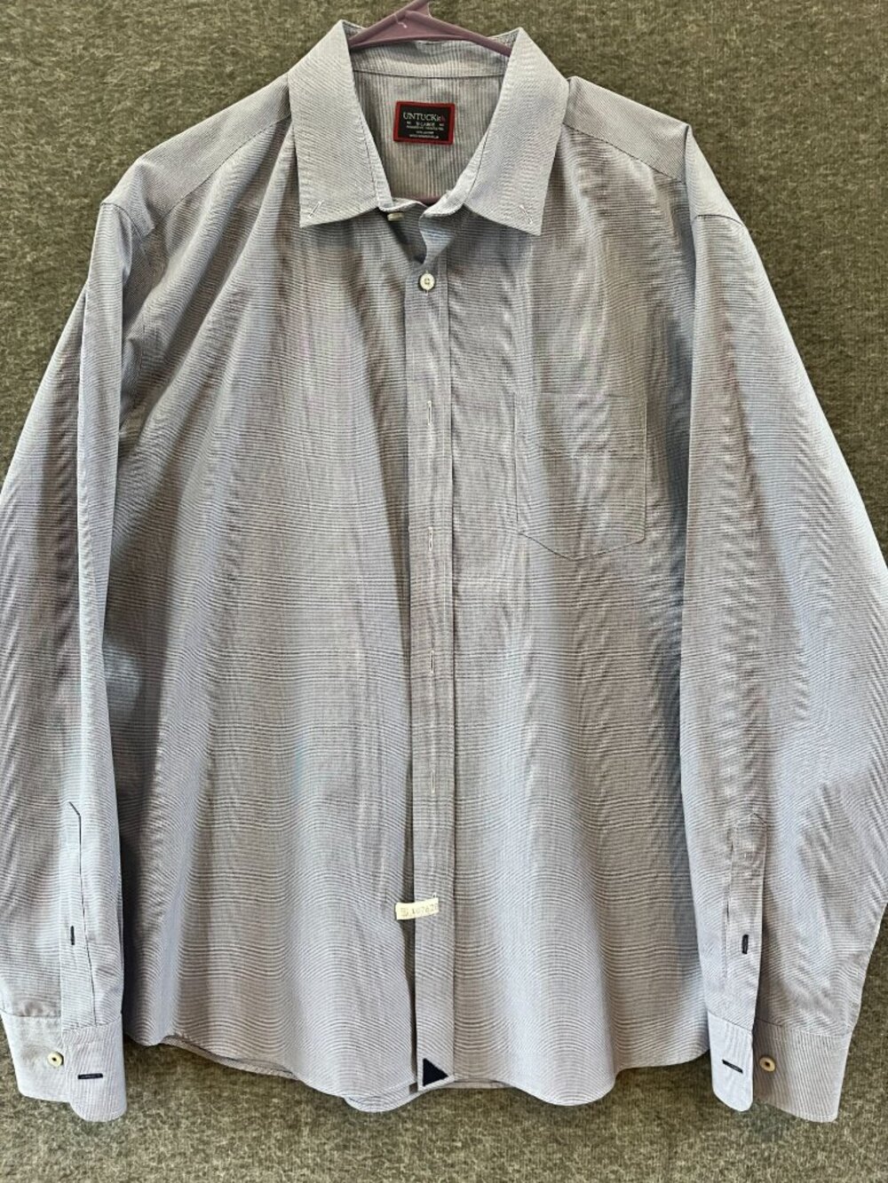 untuckit cadetto wr wrinkle free long sleeve mens XL light blue gingham button